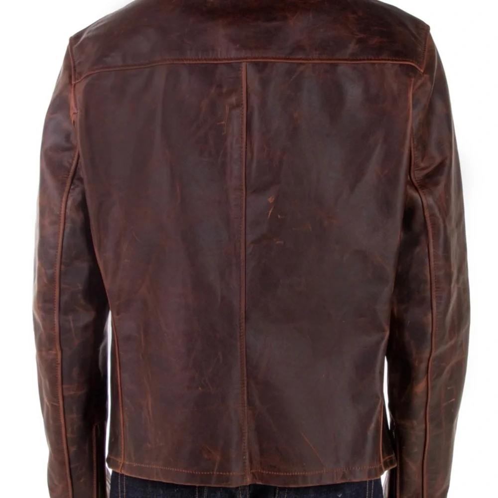 Schott NYC Unlined Cowhide Cafe Racer Leather Jacket - Picture 7 of 9